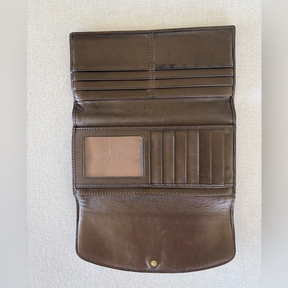 Vintage Coach wallet Y2K canvas leather tan beige brown - Picture 3 of 10